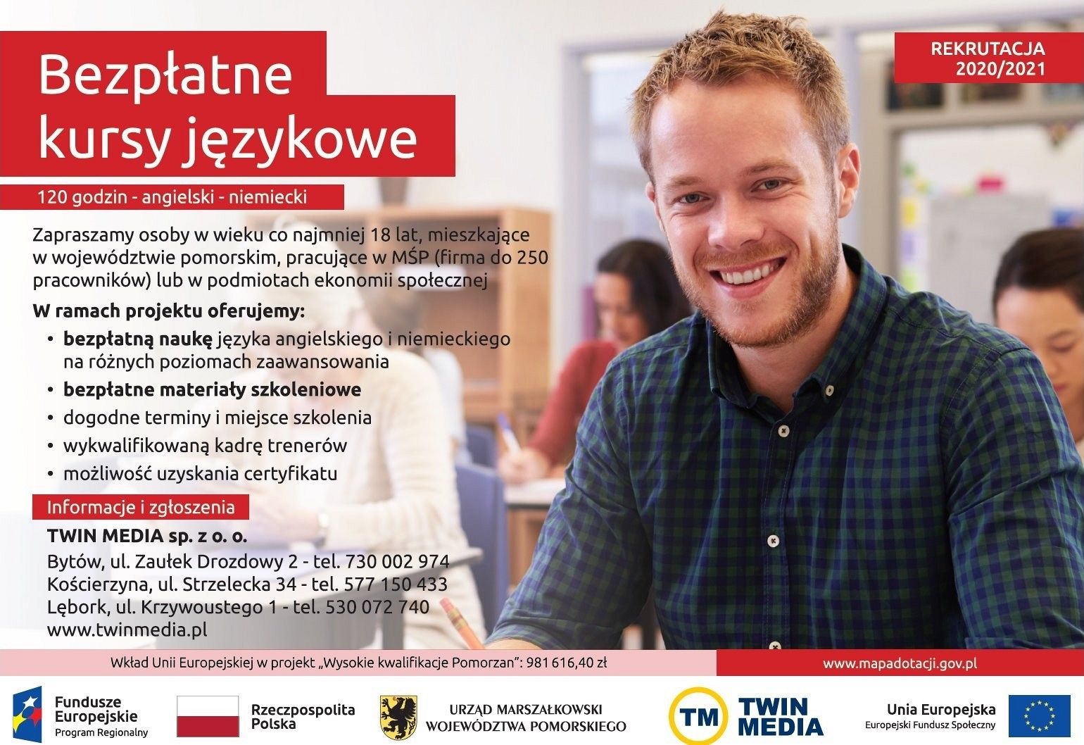 Nabór na bezpłatne kursy językowe angielskiego i