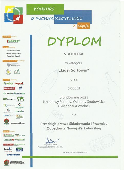 Przedsiębiorstwo w Czarnówku LIDEREM SORTOWNI