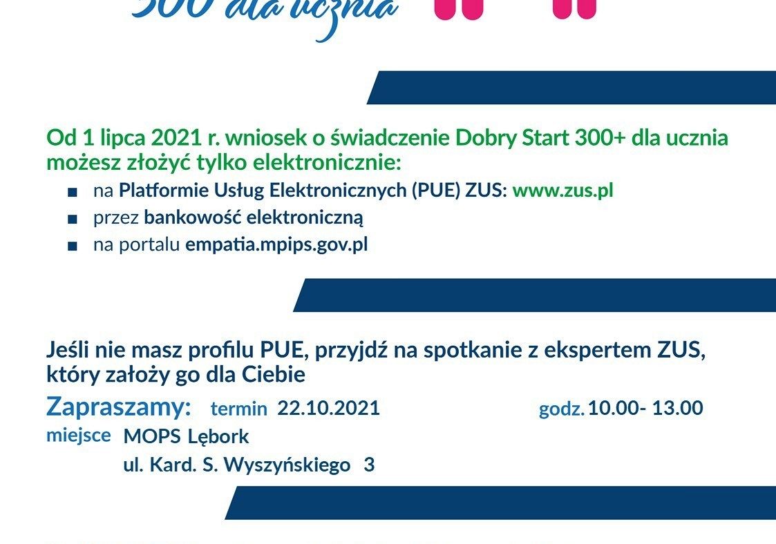 Wniosek o świadczenie Dobry Start 300+ dla ucznia 40650
