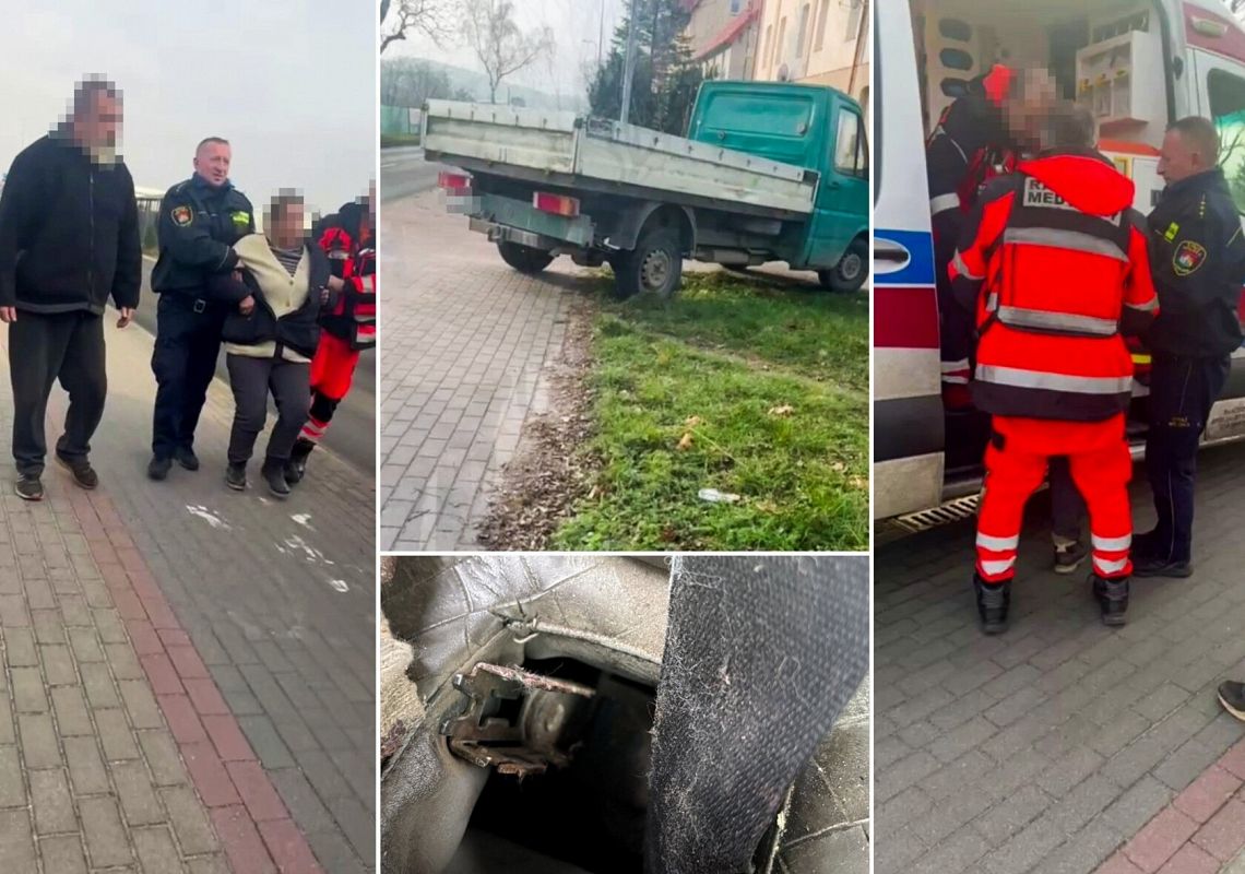 Kobieta wypadła z jadącego auta - strażnicy 70069