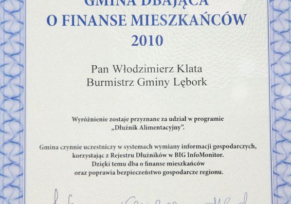 Wyróżnienie za aktywne działania wobec dłużników 2789
