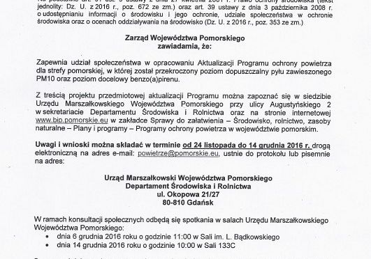 Komunikat Zarządu Województwa Pomorskiego 17310