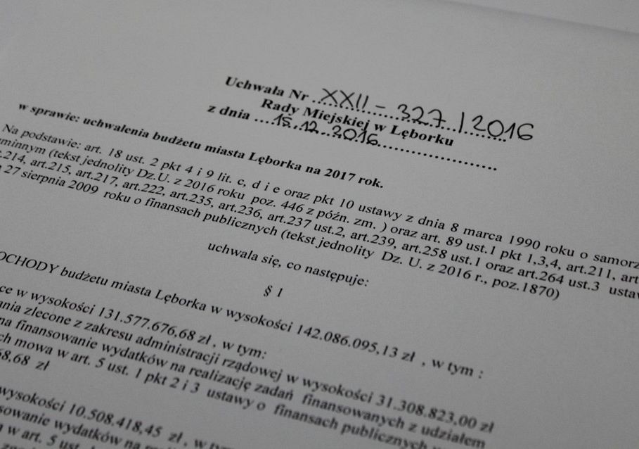 Budżet Lęborka na rok 2017 uchwalony 17465