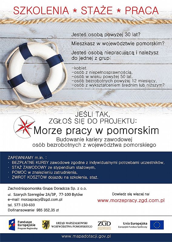 Morze pracy w pomorskim - nowy projekt dla osób 23075