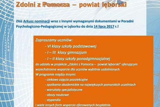 Rekrutacja do projektu „Zdolni z Pomorza – powiat lęborski”