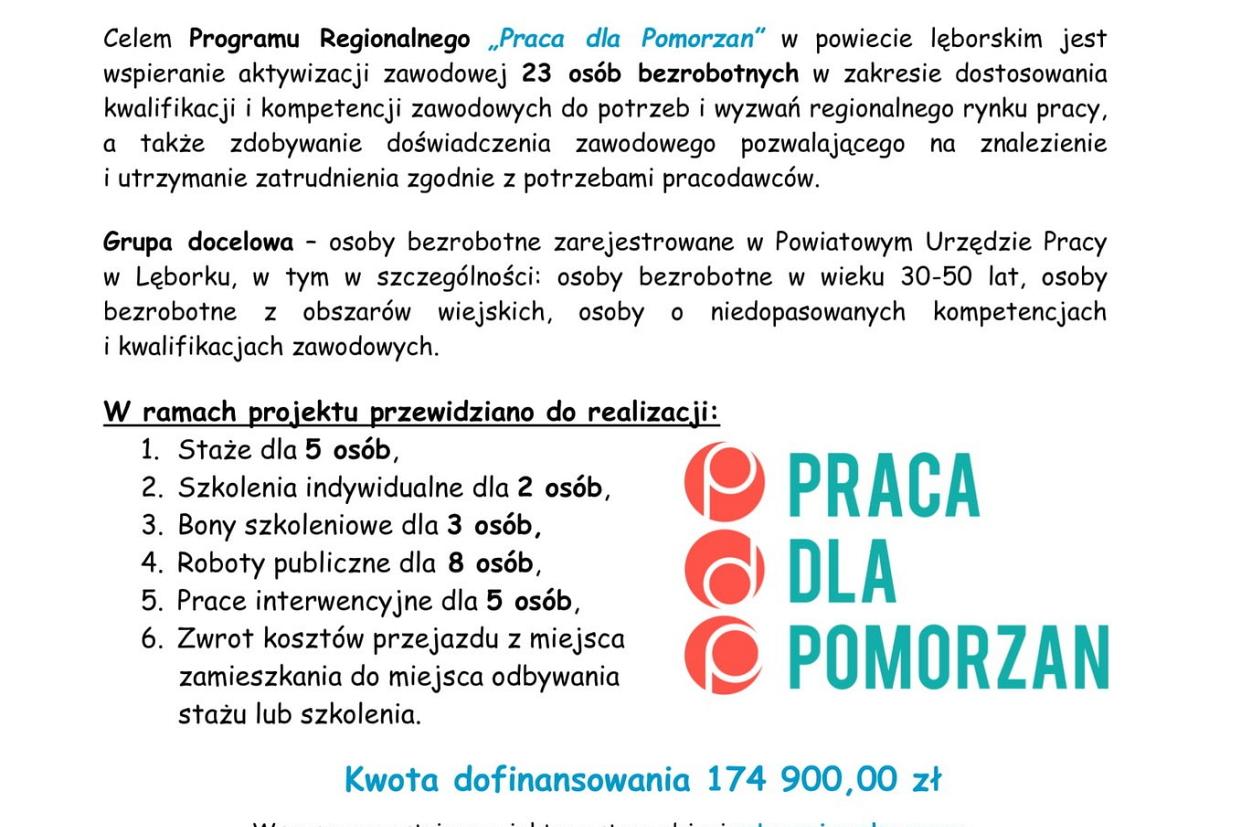 Powiatowy Urząd Pracy - Program Praca dla Pomorzan