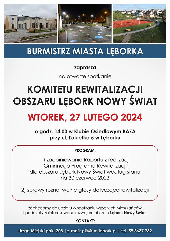 Zaproszenie na otwarte spotkanie Komitetu Rewitalizacji obszaru Lębork NOWY ŚWIAT