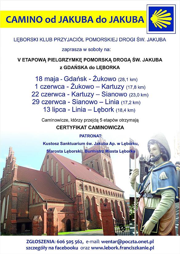 Camino od Jakuba do Jakuba: V etapowa pielgrzymka Pomorską Drogą Św. Jakuba z Gdańska do Lęborka