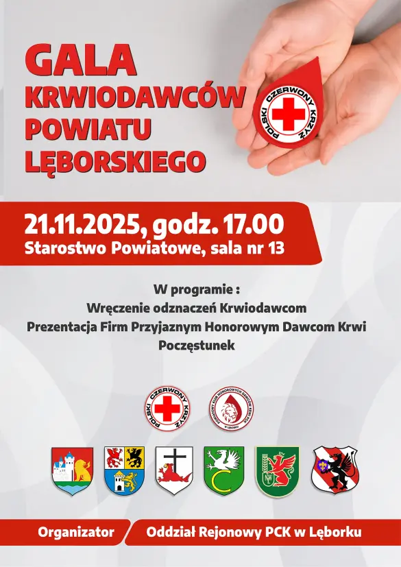 Plakat Gala Krwiodawców Powiatu Lęborskiego
