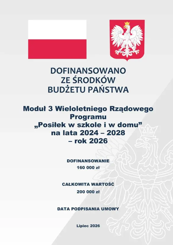 Realizacja modułu 3 wieloletniego rządowego programu „Posiłek w szkole i w domu” w 2026 r.