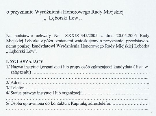 Lęborski Lew - Kapituła czeka na wnioski 1355