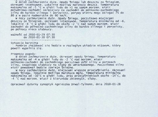 Ostrzeżenie przed opadami śniegu 1928