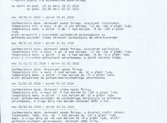 Ostrzeżenie przed opadami śniegu 1927