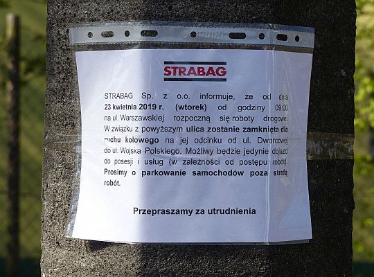 Wykopy na Warszawskiej, asfalt na Monte Cassino i 30187