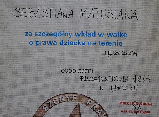 Przedszkole nr 6 odznaczyło „Szeryfów Praw 31274