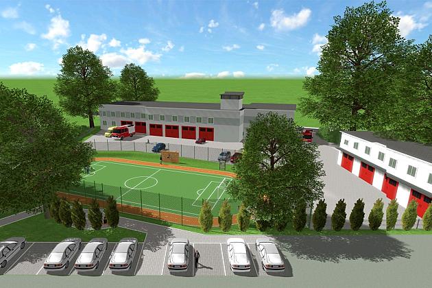 Za komendą straży pożarnej powstaje nowy obiekt rekreacyjno-sportowy