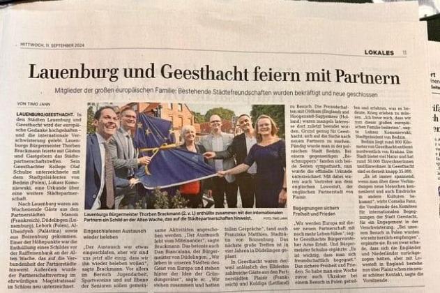 66. Rocznica Partnerstwa Miast: Uroczyste Spotkanie w Lauenburgu