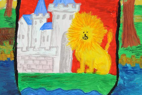 Herb miasta i Urząd Miejski w Lęborku w pracach plastycznych