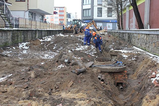 Wykopy na Waryńskiego w ramach projektu „Skarby Lęborka”