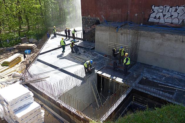 Przebudowa Wieży Ciśnień. Prace na poziomie parteru