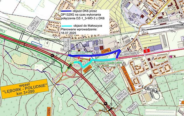 Zmiany w organizacji ruchu w związku z budową drogi ekspresowej S6