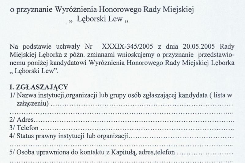 Lęborski Lew - Kapituła czeka na wnioski