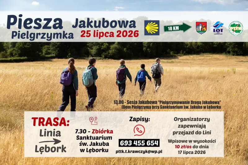 Piesza Pielgrzymka Jakubowa z Lini do Lęborka już 25 lipca